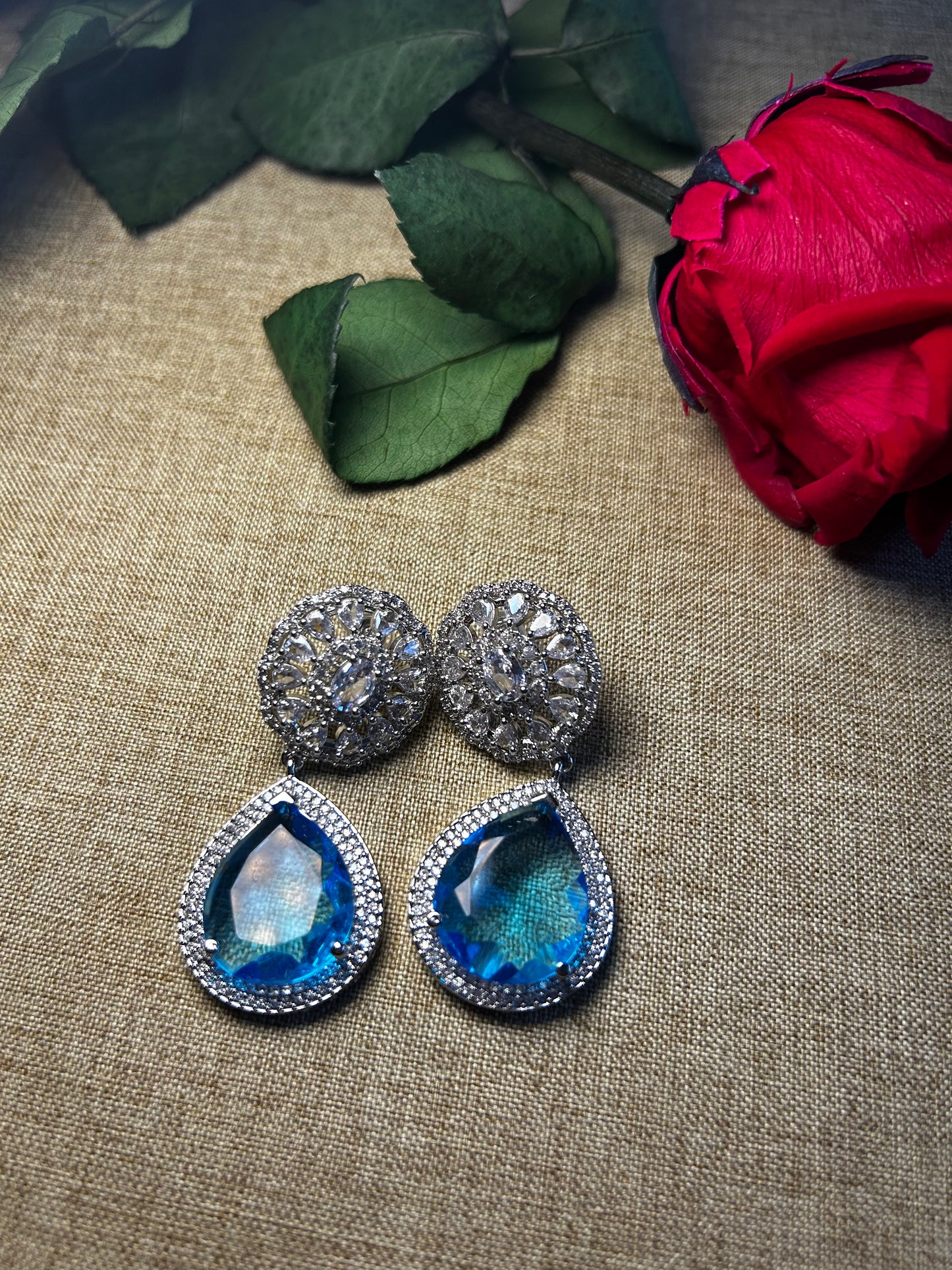 Aqua blue silver earrings