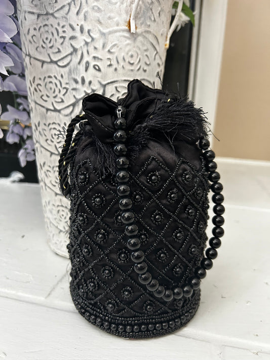 Black Beaded Potli Bag