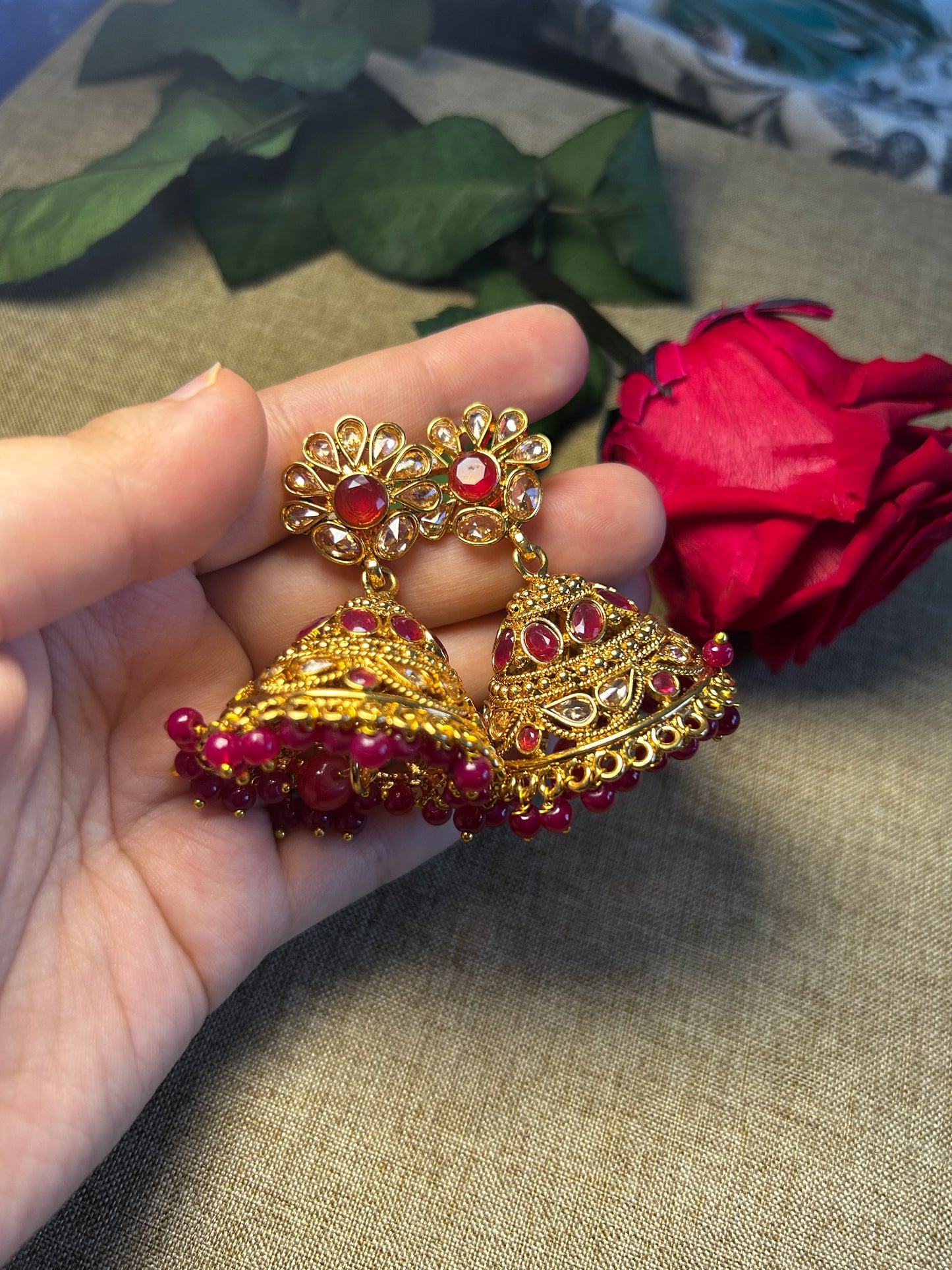Pink gold Jhumkas