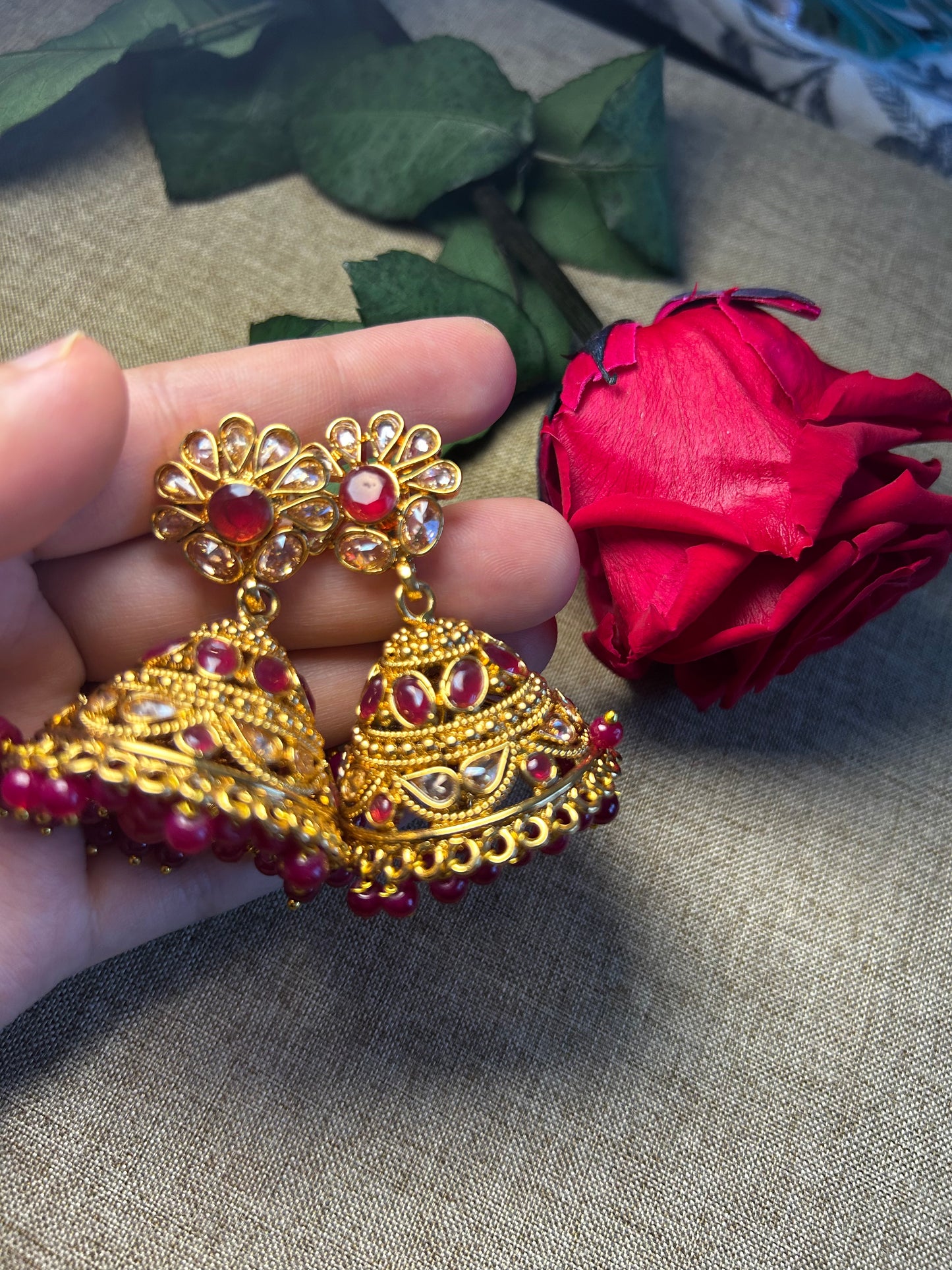 Pink gold Jhumkas