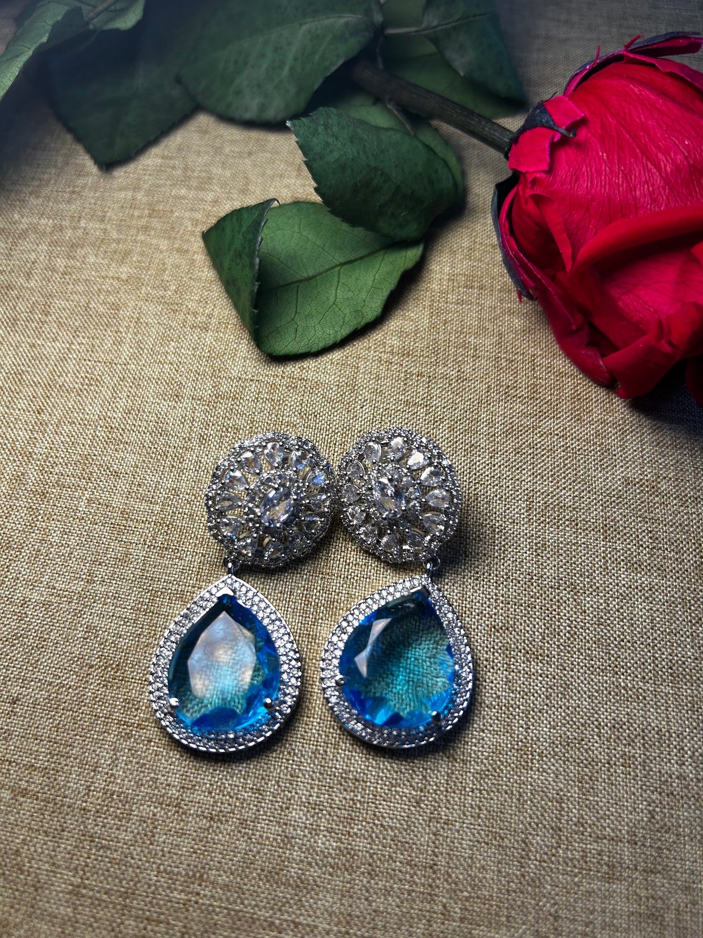 Aqua blue silver earrings