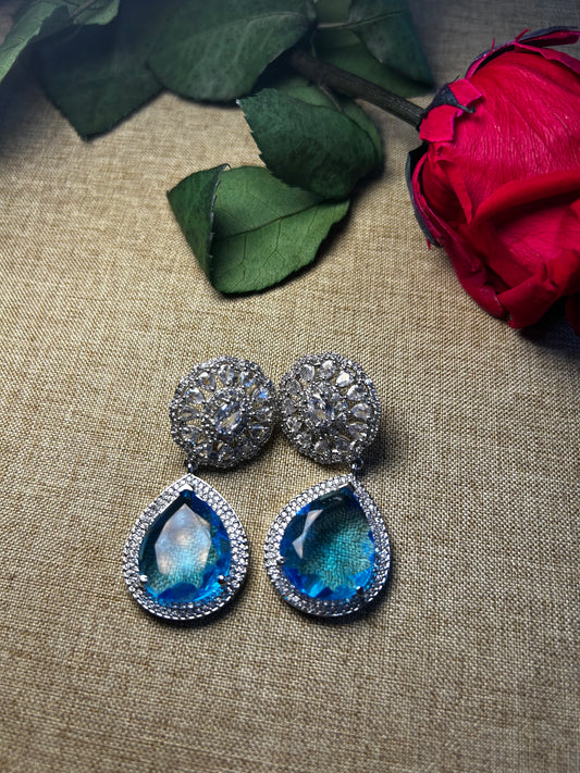 Aqua blue silver earrings