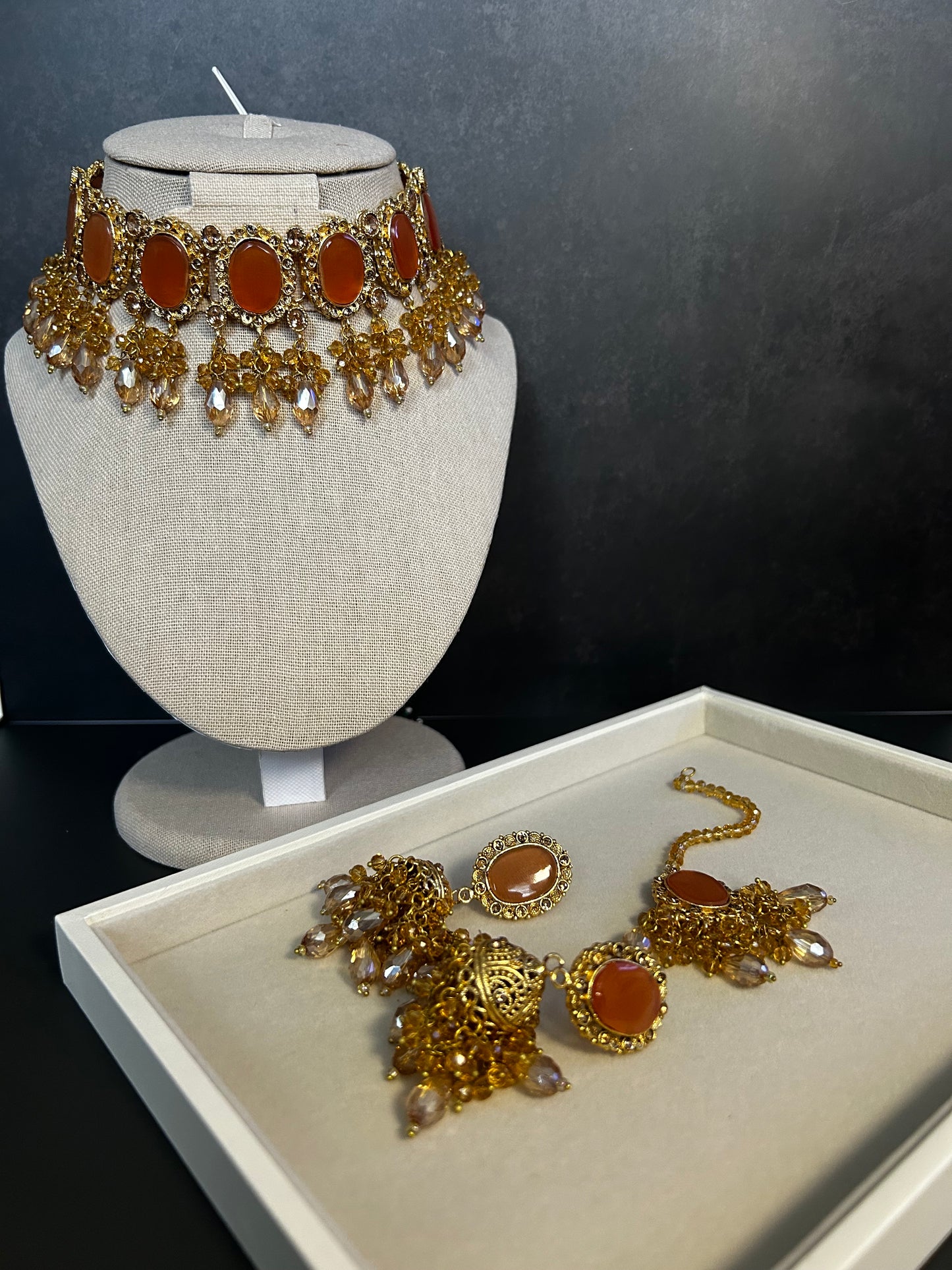 Rust Orange Necklace Set